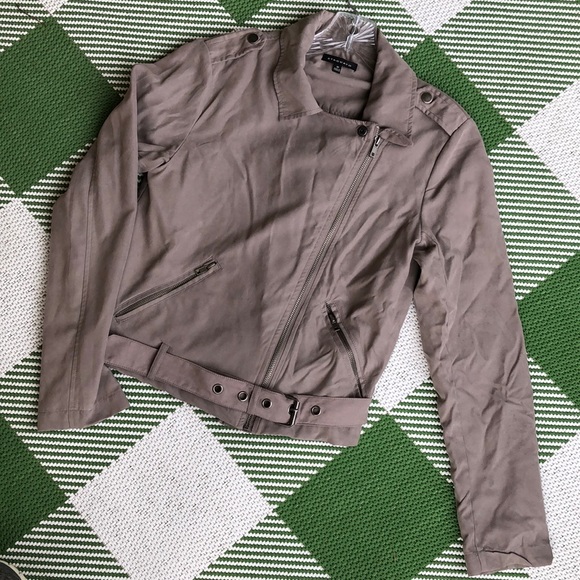 Staggato jacket in taupe off centered zipper - Picture 1 of 5